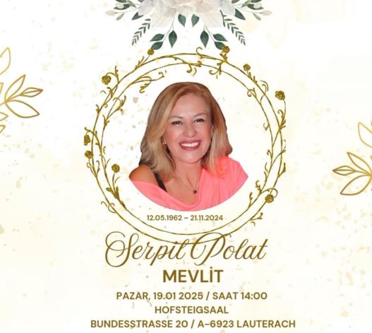 Serpil Polat’ın Aziz Hatırasına: Mevlid Programı Düzenleniyor