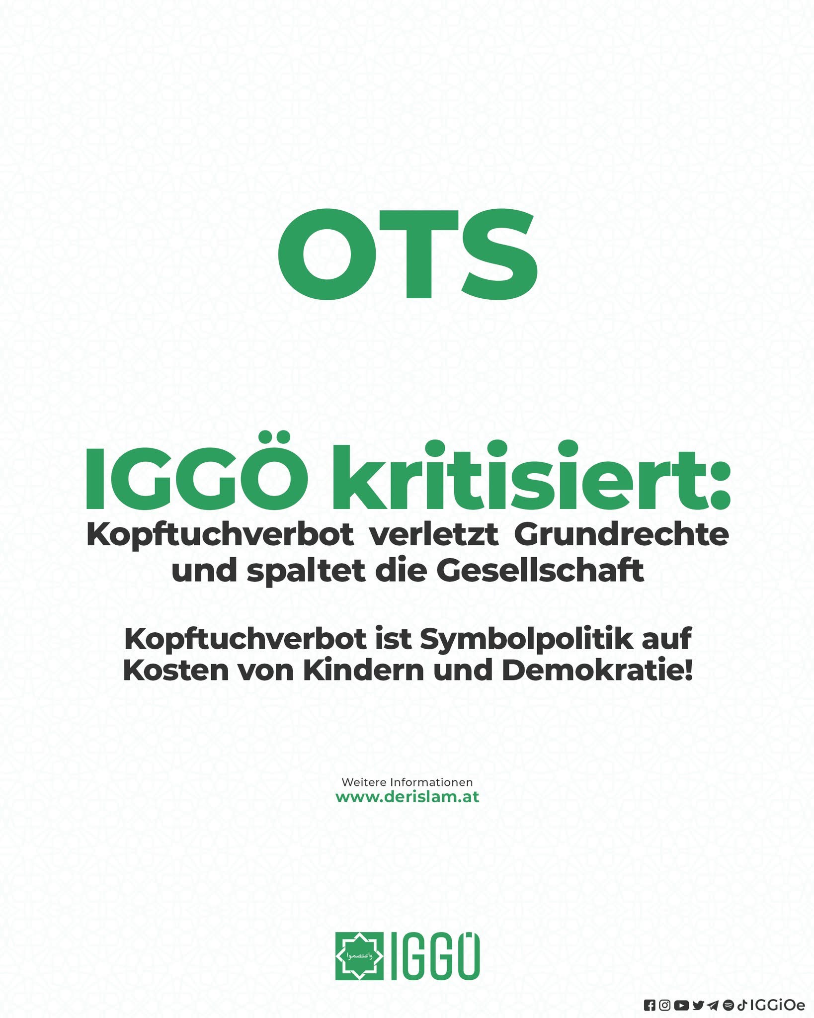 IGGÖ’den Hükümete Tepki: “Başörtüsü Yasağı Temel Hakları İhlal Ediyor” IGGÖ’den Hükümete Tepki: “Başörtüsü Yasağı Temel Hakları İhlal Ediyor”