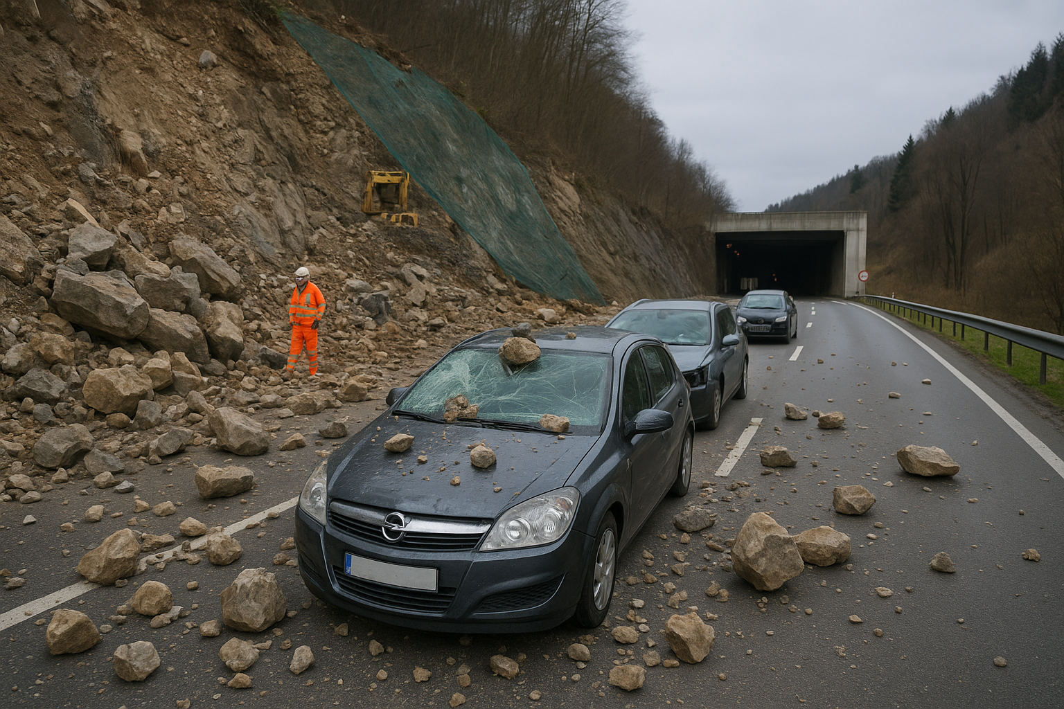Feldkirch’te Spreng Çalışması Sırasında Kaya Parçaları Yola Savruldu: En Az Beş Araç Hasar Gördü