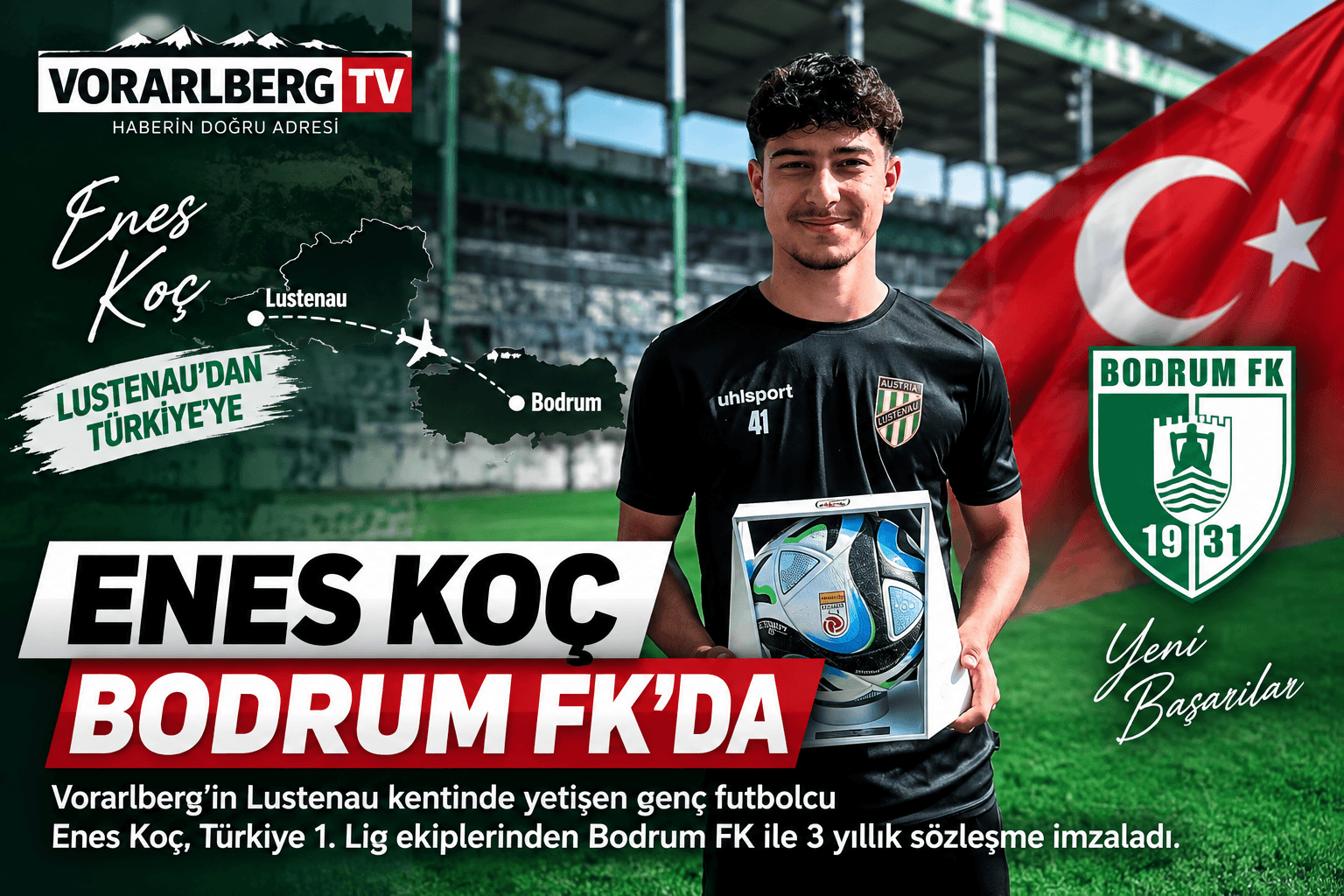 Vorarlberg’den Türkiye’ye Uzanan Futbol Hikâyesi: Enes Koç Bodrum FK’da Vorarlberg’den Türkiye’ye Uzanan Futbol Hikâyesi: Enes Koç Bodrum FK’da