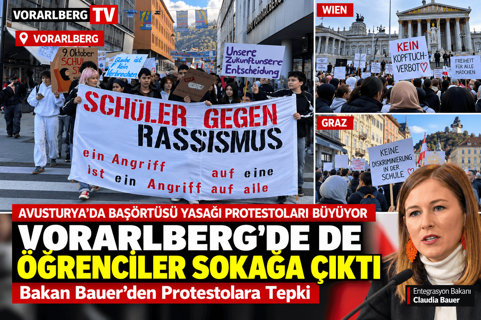 Avusturya’da Başörtüsü Yasağı Protestoları Büyüyor: Vorarlberg’de de Öğrenciler Sokağa Çıktı Avusturya’da Başörtüsü Yasağı Protestoları Büyüyor: Vorarlberg’de de Öğrenciler Sokağa Çıktı